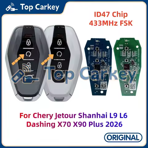 TopCarkey Original Smart Remote Key ID47 Chip 433MHz for Chery Jetour Shanhai L9 L6 Dashing X70 X90 