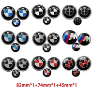 3pcs/set 82mm Front Bonnet Emblem 74mm Rear Badge 45mm Car Steering Wheel Center Sticker Decal for B