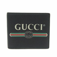 Gucci 標誌 Gucci 印花 496309 女裝、男士皮革鈔票皮夾（雙折）黑色、綠色、紅色