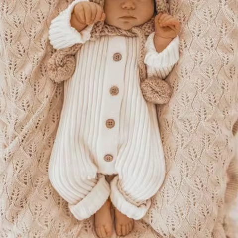Little Boys Girls Genderless Chunky Rib Baby Jumpsuit Infants Stylish Natural Basic Playsuit Baby Co
