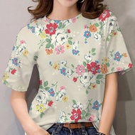 เสื้อสงกรานต์2567สุภาพสตรีพิมพ์เสื้อยืดหลวมแห้งเทศกาลฤดูร้อนเสื้อยืดเสื้อยืดแขนสั้นผู้หญิงสบาย ๆ
