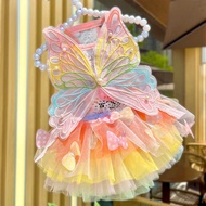 DY Loving Ins Style Pet Tale Clothes Dog Teddy Shihtzu Poodle Cat Princess Pink Dress Cosplay Butter