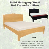 HENDERSON Solid Mahogany Wood King / Queen / Super Single &amp; Single Size Bed Frame In Cherry &amp; Dark Walnut Color