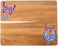 Dolly Parton Acacia Wood Reversible Cutting Board, Butterfly Print, Gentle on Knives, Ideal for Chop