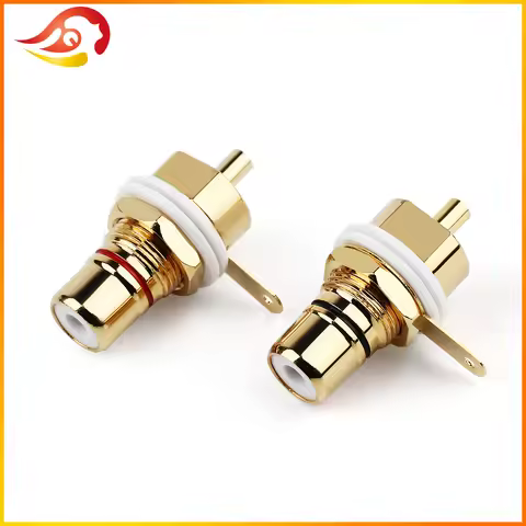 QYFANG RCA Female Socket Chassis CMC Metal Connector Gold Plated 32mm Plug AMP Audio Jack Bulkhead W
