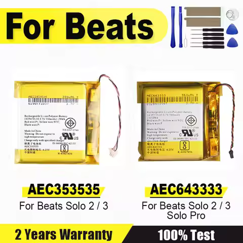 New AEC353535 Headset Battery AEC643333 for Beats Solo 2.0 3.0 Studio 2 3 Pro Solo2 3 Brand-New Batt