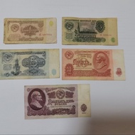 Russian Circulation Banknotes--1961 1, 3, 5, 10, 25 Rubles Five Sheets Full Set Security Guarantee O