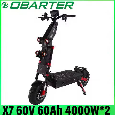 USA Stock OBARTER X7 60V 60AH Battery 4000W*2 Dual Motors Speed 90KM/H 14 inch Tire IPX60 Foldable E
