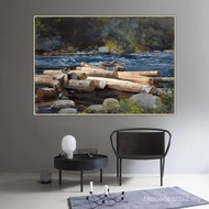 Winslow Homer "Hudson River" Oil Painting on Canvas Aesthetics Artwork Picture Background Hanging De