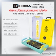 HODA self-adhesive frame tempered glass for iPhone 13/ 14/ 15/ 16/ 17 Series