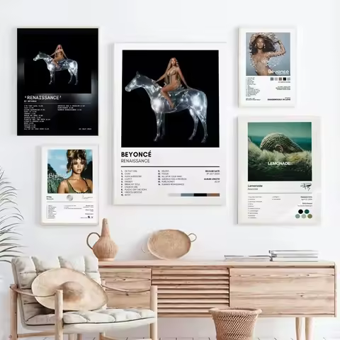 Beyonce Renaissance and Lemonade Album Cover Art Print Canvas Wall Art for Home Decor Room Gift Post