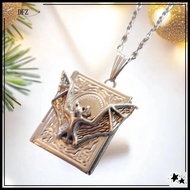 TOMJ Gothic Flying Bat Book Locket Necklace, Gothic Jewelry, Gothic Necklace, Bats, Vampire Jewelry,