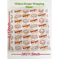 BURGER WRAPPING PAPER 100pcs/BURGER WRAPPER/SANDWICH WRAPPER/KERTAS BURGER汉堡纸