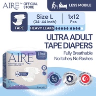 Aire Adult Tape Diapers - Size L (1x12 pcs)(For Heavy Leaks, Super Soft Protection, Readjustable Mag