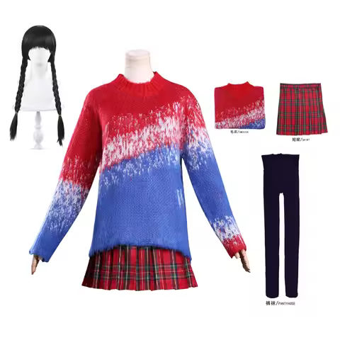 2025 New Tv Enid Addams Sinclair Cosplay Costume Adaams Gradient Color Weater Halloween Campus-style