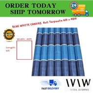 Blue White Canvas Roll Tarpaulin 6ft x 40ft(12M) / Kanvas Biru Putih