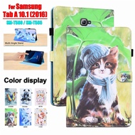 For Samsung Galaxy Tab A 10.1 (2016) SM-T580 SM-T585 Tablet Full Body Protection Case Cute Animals Painted Flip Leather Cover T580 T585
