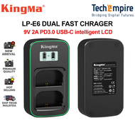 Kingma 9V 2A PD3.0 intelligent LCD display USB-C dual fast charger for Canon LP-E6 LPE6 battery char