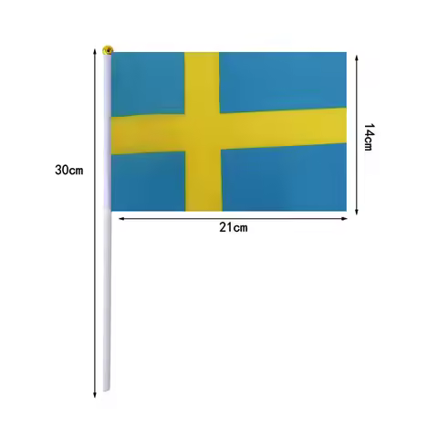 10 Pcs/lot Sweden Hand Waving Flags 14x21cm Sweden Flag Wholesale