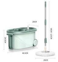 [SG Stocks] Spin Mop Set With Bucket &amp; 360° Rotating Stretchable Rod Spin Rinse Dry Function Separate Dehydration Basket/Washing Bottle/Drag Lever/Drainage Port/Track Roller/Extension 125cm/Shortening 94cm/Water Absorption Suitable For All Kinds Of Ground