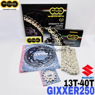 Suzuki GIXXER250 REGINA Sprocket Chain Kit ORO 520 F13T R40T Chain 108L Regina Italy GIXXER 250 Gear