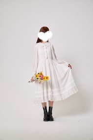 英倫少女 復古真絲洋裝連衣裙 秋款連身裙