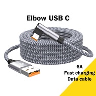 6A USB C Elbow Type C 120W Fast Charge Cable 3m 5m 8m type c cable fast charging Phone Extend Chargi