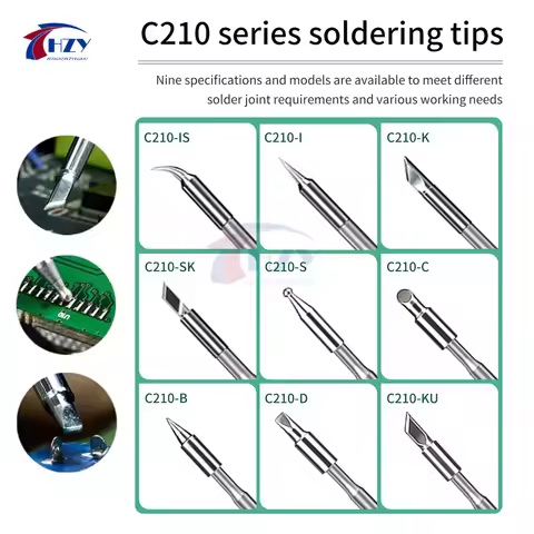 HZY C210 Soldering Iron Tips B/C/D/S/KU/I/IS/K/SK Universal 210 Handle Welding for Soldering Iron So