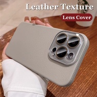Luxury Titanium Color Leather Texture Phone Case for IPhone 15 11 12 13 14 Pro Max 14 15 Plus Hard S