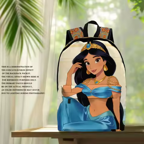 1pc Princess Aladdin Jasmine Printed Design Backpack, Fashionable and Simple, Unisex, Large Capacity