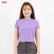 PMK - เสื้อ Crop Cool Ease สีม่วง เสื้อยืด เอวลอย