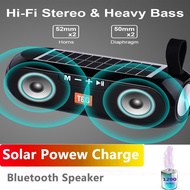 Portable Solar Power Bank Bluetooth Column Speaker TWS Hifi Stereo Music Box Outdoor Caixa De Som Wireless Boombox Loudspeaker