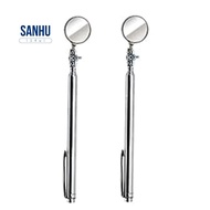 Circular Telescoping Pocket Inspection Mirror, 30mm Diameter, 4-1/2 Inch to 18 Inch Extended Handle 