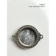 PSRND1Whitebrass round amulet casing inner diameter 20mm Buddha Frame White Bras Shape Inside 1 Baht