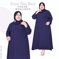 Muslimah Solid Color Long Sleeve Basic Jubah Muslimah For Plus Size Womens Ready Stock