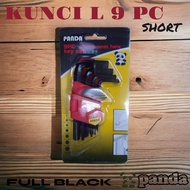 KUNCI L SET 9PC HITAM PENDEK PANDA PERKAKAS KUNCI HEX FT022
