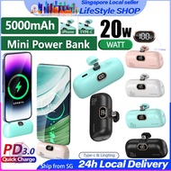 【SG SELLER】5000mah Mini Power Bank PD 20W Fast Charging Powerbank for IP 15 /14 /13 12/Samsung Portable Charger