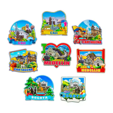 Decorative Magnets for Santa Marta Cali Cartagena Bogota Medellin Colombia City Landmark Travel Souv