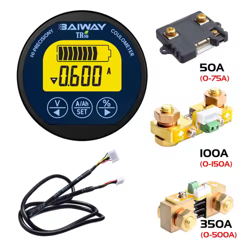 TR16H DC8-120V Waterproof Battery Capacity Indicator 50A/100A/350A Digital Voltmeter Ammeter Battery