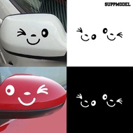 (SM)2Pcs Lovely Smiling Face Car Rearview Mirror Sticker Reflective Decal Decor