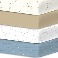 Little Grape Land 4 Pack Fitted Crib Sheets for Baby Boys, 28"x 52" Extra Soft Microfiber Crib Sheet