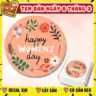 March 8 Round Vintage Flower Stamp March 8 Happy International Women's Day Card Decoration, Bouquet,