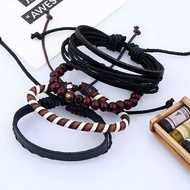 vintage multiple layer pu charms bracelets for men bracelet