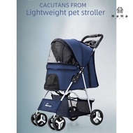 Four-Wheel Pet Stroller Dog Stroller Foldable Pet Trolley Easy Installation Foldable and Convenient Car