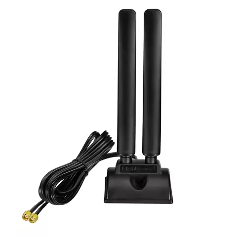 Bingfu Tri-Band WiFi 6E Antenna 6GHz/5GHz/2.4GHz,RP-SMA Male 5dbi Magnetic Base Antenna 2M Cable for
