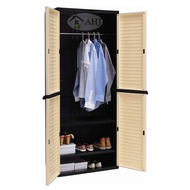 Waterproof multi purpose wardrobe / cloth cabinet / Almari baju plastik serbaguna / almari kasut silver black