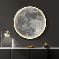 LP-6 Get Gifts🍒LEDRound Moon Decorative Painting with Light Earth Planet Hallway Nordic Style Living Room Bedroom Dining