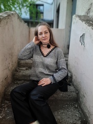 女士手工蕾絲條紋毛衣，寬鬆柔軟舒適，女裝服飾