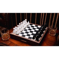 Premium Walnut Wood and Leather Chess Set