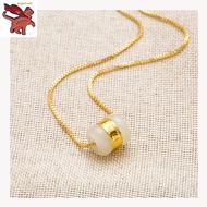 Original 916 Gold Inlaid Jade Hetian Jade Passepartout Pendant Mens and Womens Valentines Day Gift